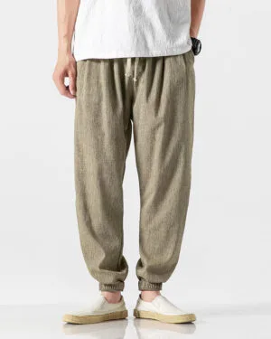 10999a7a-ce6c-4e3a-9072-80b98c38ba73.jpg Cotton Linen Ultra Loose Drawstring Joggers