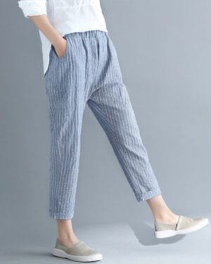 1619576059756.jpg Elastic Waist Striped Casual Cotton Pants