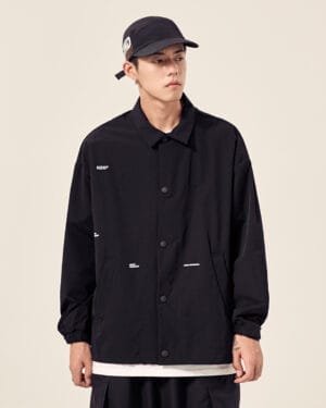 Solid Shade Loose Lapel Work Jacket